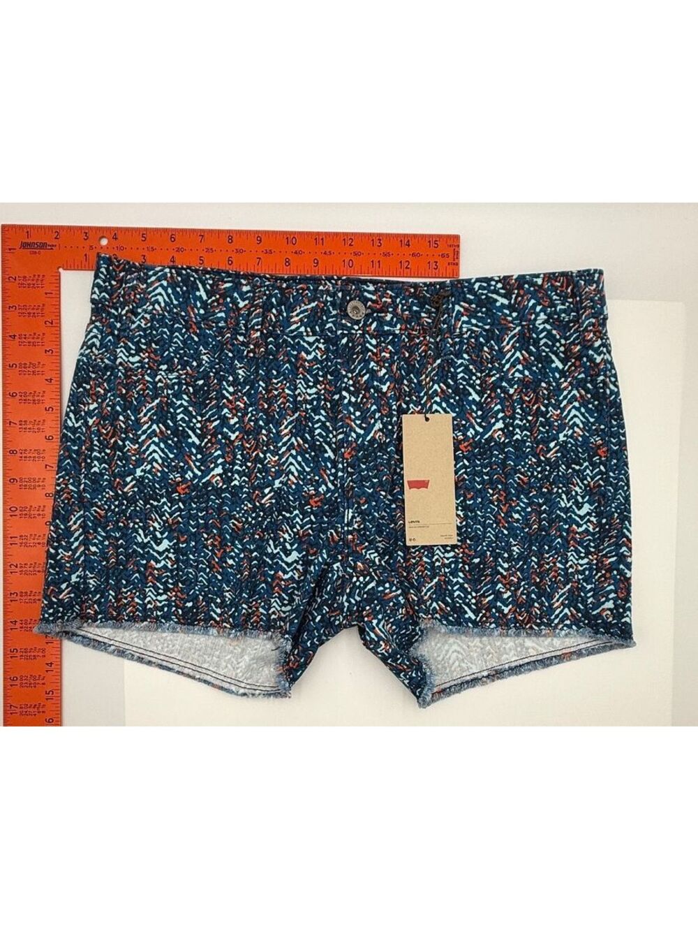 Levi's Blue Patterned Denim Shorts Size 14
